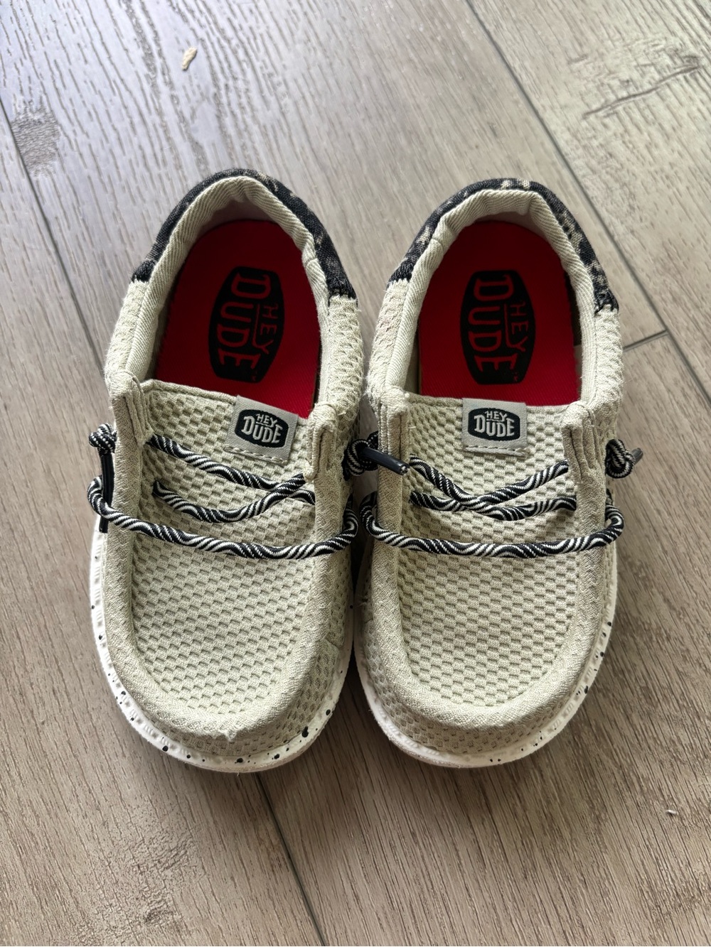 Hey Dude Kids Cream Slip-On Sneakers with Black Accents